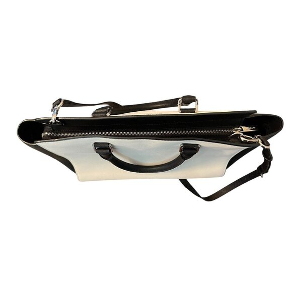 MICHAEL KORS Extra Large White Black Tote Bag Crossbody Saffiano Leather Selma - Picture 10 of 12